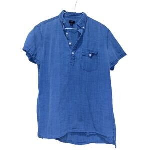 J Crew Womens Size Medium Short Sleeve Button Denim Jean Style Shirt Chambray